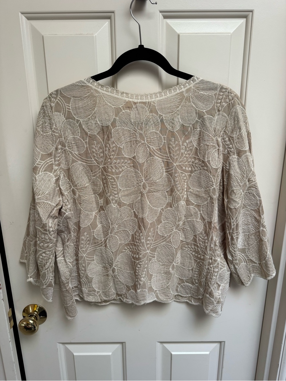 Solitaire Beige Floral Lace Embroidered Top - Picture 8 of 9